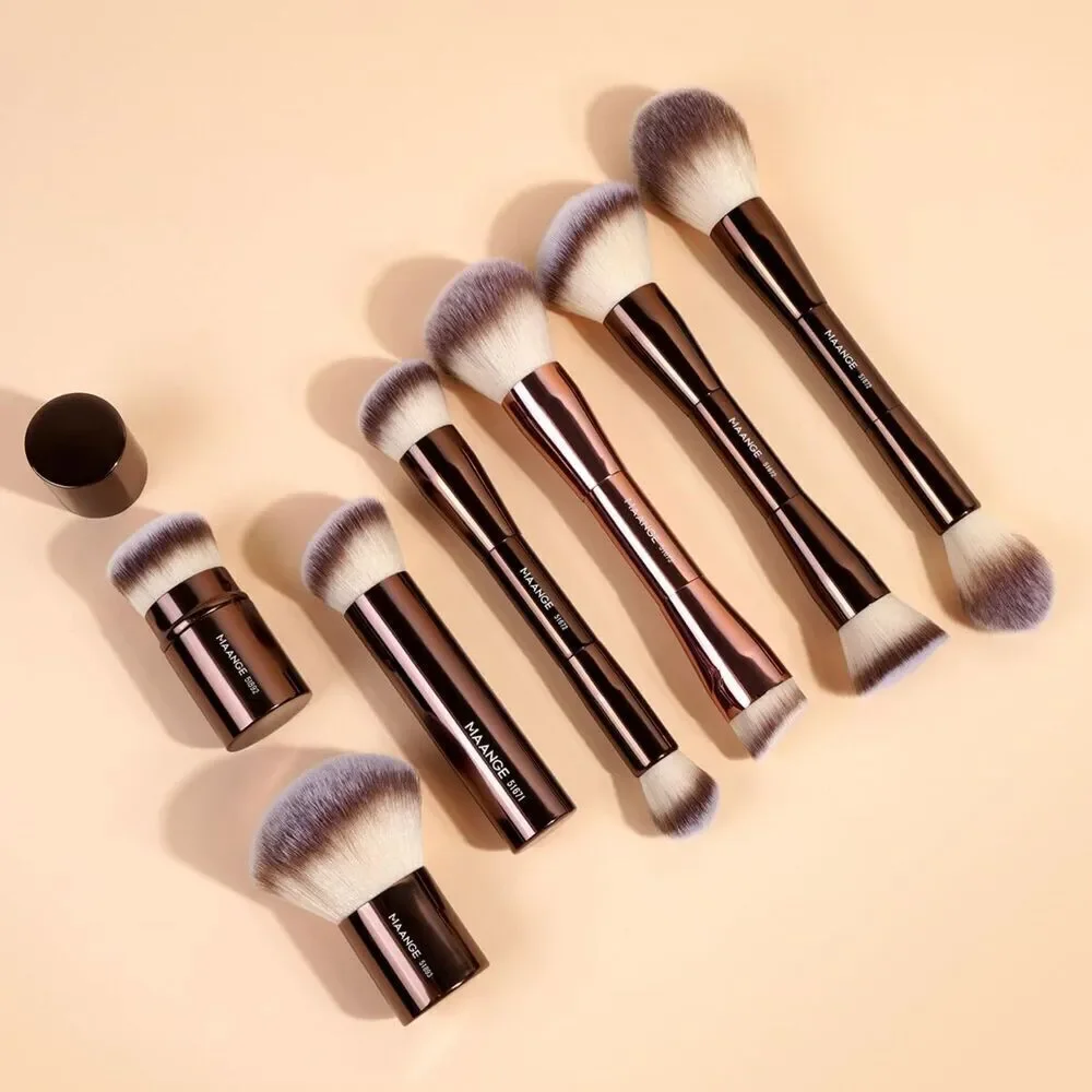 Maange 7 Pieces Coffee Double Sided Kabuki Cosmetics Makeup Brushes